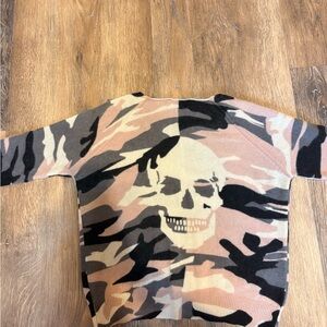Skull Cashmere Beige, Gray & Light Pink Cashmere Top